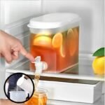 3.5L Large Capacity Refrigerator Water Dispenser With Spigot Tap - No Electricity Needed, Space-Saving Beverage Pitcher For Cold Drinks, Iced Water & Refreshing Drinks, High-Quality Kitchen Accessory, Spillproof Dispenser | Square Shaped Pitcher | Highcapacity Dispenser, Beverage Dispenser For Fridge