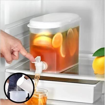3.5L Large Capacity Refrigerator Water Dispenser With Spigot Tap - No Electricity Needed, Space-Saving Beverage Pitcher For Cold Drinks, Iced Water & Refreshing Drinks, High-Quality Kitchen Accessory, Spillproof Dispenser | Square Shaped Pitcher | Highcapacity Dispenser, Beverage Dispenser For Fridge