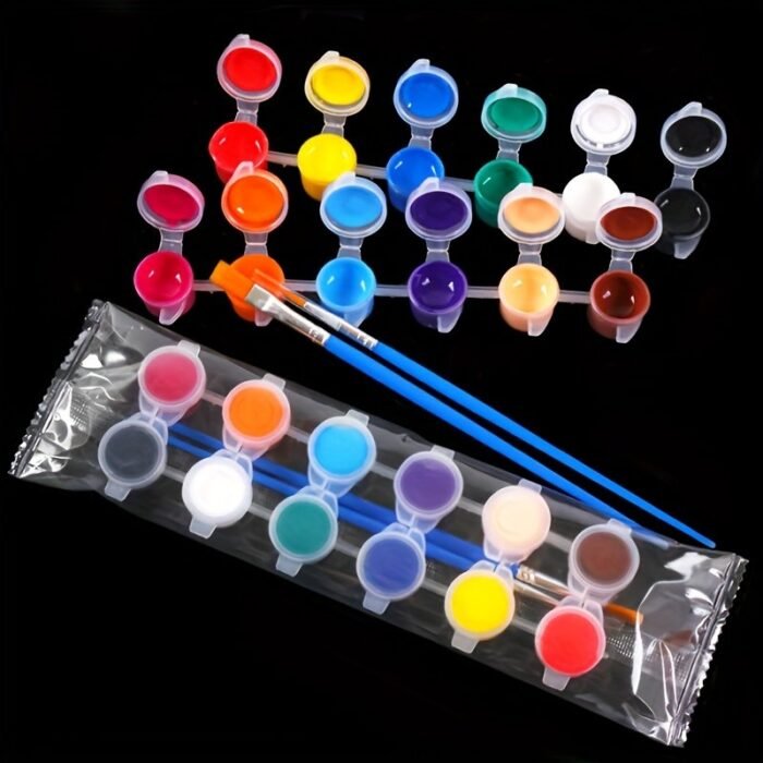 A Set Of 12 Acrylic Paint Colors With 2 Paintbrushes, Suitable For School Art Projects And Crafts, Including A Set Of Oil Painting Brushes. - Image 10
