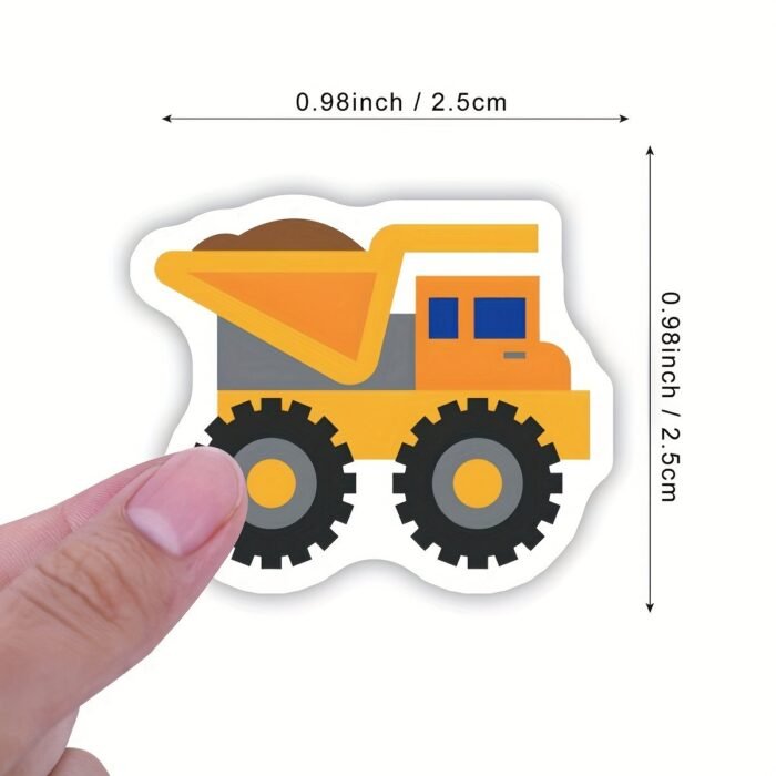 500Pcs Cartoon Engineering Vehicle Vinyl Stickers Roll - Reusable, Self-Adhesive, Glossy Finish Stickers For Scrapbooking, Journaling, Laptop, Bumper, Skateboard, Water Bottles, Phone - Mixed Color, Crystal Embellishment, Irregular Shape - Image 4