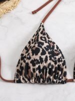Leopard Print Triangle Halter Tie Strap Backless Sexy Bikini Top, Women'S Swimwear & Clothing - Image 4
