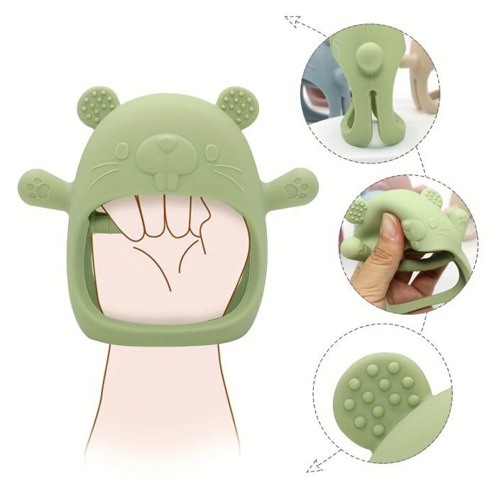 1Pc Cute Bear-Shaped Silicone Teether For Youngsters - Food-Grade, Durable, Non-Drop Teething Toy In Mixed Colors | Ideal Thanksgiving & Christmas Gift For Youngsters, Safe Youngsters Accessory|Playful Youngsters Toy|Durable Teether, Youngsters Teething Toys - Image 4