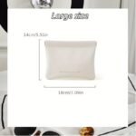 1Pc Automatic Closure Portable Organizer Pouch - Premium Synthetic Leather Travel Case For Lipstick, Earphones, Cables & Keys - Lightweight Compact Design In Caramel/Milk White/Black, Pouch Bag, Everyday Convenience, Sophisticated Accessory, Quality Craftsmanship - Image 4