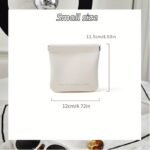 1Pc Automatic Closure Portable Organizer Pouch - Premium Synthetic Leather Travel Case For Lipstick, Earphones, Cables & Keys - Lightweight Compact Design In Caramel/Milk White/Black, Pouch Bag, Everyday Convenience, Sophisticated Accessory, Quality Craftsmanship - Image 6