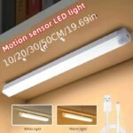 1Pc White & Warm White Motion Sensor Led Light - Magnetic Usb Rechargeable, 10.01Cm-50.01Cm Range, Battery/Usb Powered, No Drill Required For Rv, Kitchen, Wardrobe, Bedroom, Under Cabinet & Night Light