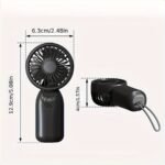 1Pc Portable Mini Fan With 500Mah Rechargeable Lithium Battery, 3-Speed Usb Charging, And Hanging Lanyard - Compact Handheld Design For On-The-Go Cooling - Black & White Options, Summer Essential | Sleek Handheld Fan | Lightweight Fan - Image 2