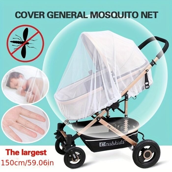 Stroller Mosquito Net, Pushchair Cart Insect Shield Mesh Cover, Safe Protection, Breathable Silk Material, - Stroller Accessories - Image 2