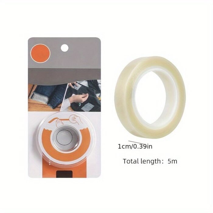Double-Sided Adhesive Hem Tape For Fabric, 5M Roll - Easy No-Sew Hemming Strip, White, Waterproof, Iron-Free Pants & Clothing Hemming Tape - Image 3