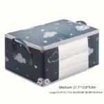 Large Capacity Foldable Clothes & Bedding Storage Bag With Reinforced Handles, Sturdy Zipper & Clear Window - Durable Non-Woven Fabric Organizer For Blankets, Travel, Moving, Home Organization - Blue, Bedroom Organizers And Storage, Playful Pattern Design - Image 7