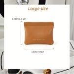 1Pc Automatic Closure Portable Organizer Pouch - Premium Synthetic Leather Travel Case For Lipstick, Earphones, Cables & Keys - Lightweight Compact Design In Caramel/Milk White/Black, Pouch Bag, Everyday Convenience, Sophisticated Accessory, Quality Craftsmanship - Image 3