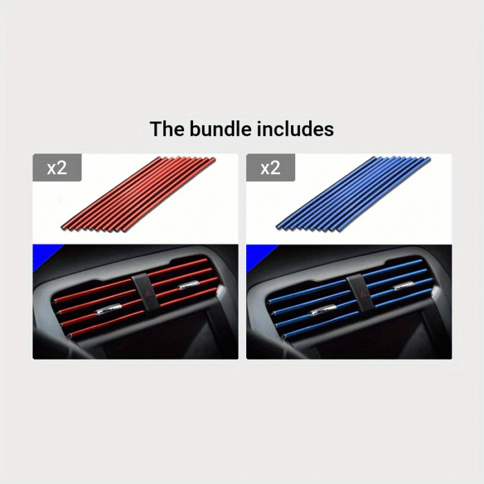 10Pcs 20Cm Car Air Conditioning Outlet Decoration Strip U-Shaped Chrome Pvc Colorful Shiny Car Decoration Strip Car Decoration - Image 12
