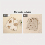 1Pc Bear Print Drawstring Storage Bag, Multifunctional Portable Organizer For Stroller, Home Dustproof, Diaper & Candy Packaging, Hand Washable Mommy Bag - Image 13