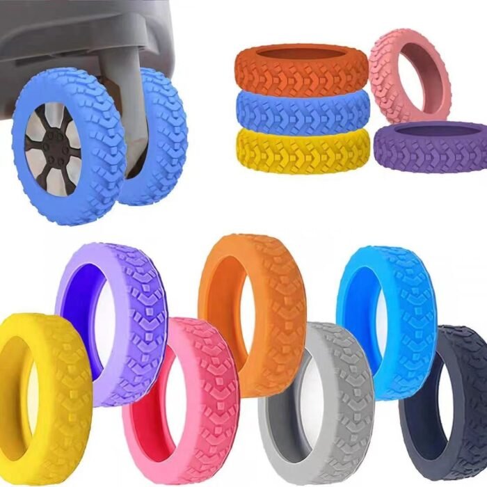 16Pcs Silicone Luggage Wheel Covers, Noise Reduction & Shock Absorption Suitcase Caster Protectors, Durable Travel Accessories For Office Chairs & Rolling Bags (Orange, Blue, Black, Pink, Purple, Yellow), Luggage For Travel - Image 6