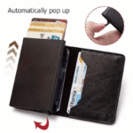 1Pc Ultra-Thin Rfid-Blocking Wallet For Men - Black Faux Leather With Aluminum Alloy, Compact And Lightweight, Perfect For Business, Travel, Camping & Daily Use, Rfid Blocking Wallet | Sleek Wallet Design | Durable Wallet - Image 9