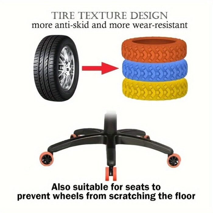 16Pcs Silicone Luggage Wheel Covers, Noise Reduction & Shock Absorption Suitcase Caster Protectors, Durable Travel Accessories For Office Chairs & Rolling Bags (Orange, Blue, Black, Pink, Purple, Yellow), Luggage For Travel - Image 10