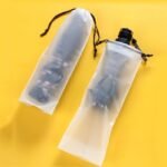 1Pc Umbrella Storage Bag With Drawstring Closure, Semi-Transparent Durable Plastic Travel Organizer For Car & Outdoor Use, 12.98X32.99 Cm White, Travel Storage Solution | Cylindrical Storage Bag | Secure Storage - Image 2