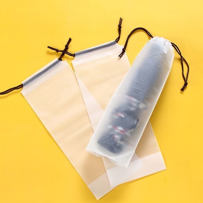 1Pc Umbrella Storage Bag With Drawstring Closure, Semi-Transparent Durable Plastic Travel Organizer For Car & Outdoor Use, 12.98X32.99 Cm White, Travel Storage Solution | Cylindrical Storage Bag | Secure Storage - Image 7