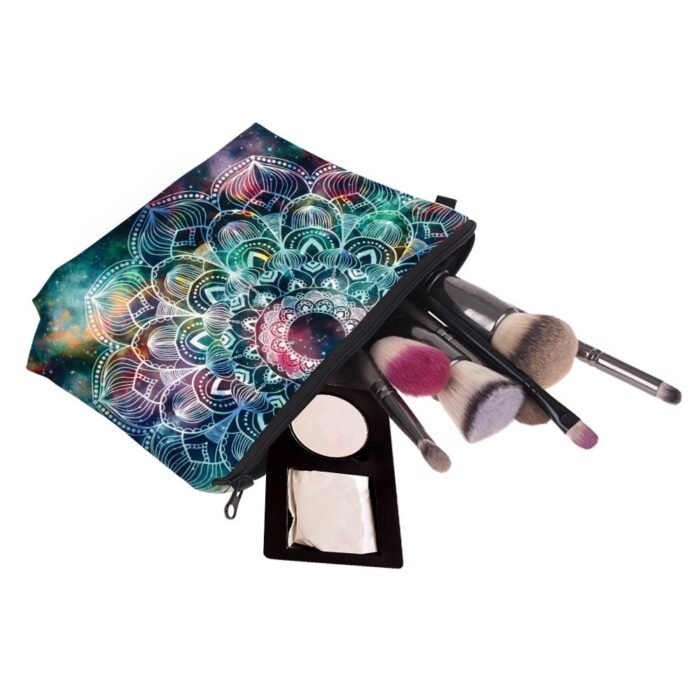 3D Galaxy Mandalora Makeup Pouch - Vibrant Cosmic Pattern Polyester Cosmetic Bag With Zipper, Portable Organizer For Travel & Gifts, Ideal For Holidays, Travel Organizer|Vibrant Cosmic Design|Zippered Pouch, Makeup Pouches - Image 6