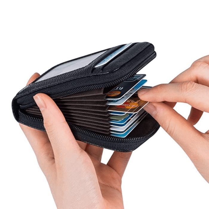 Men'S Pu Leather Casual Card Holder, Zipper Coin Purse - Image 1