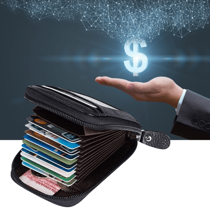 Men'S Pu Leather Casual Card Holder, Zipper Coin Purse - Image 7