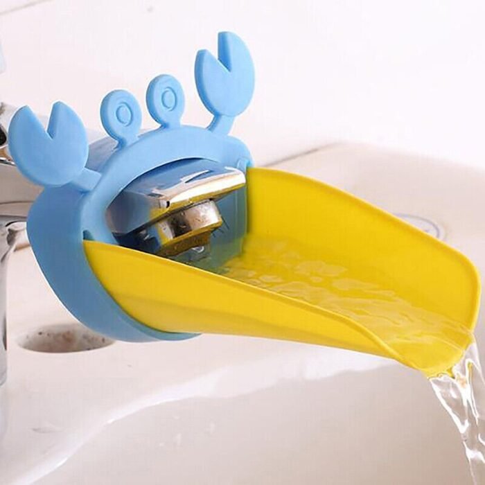 1-Pack Lattby Kid-Friendly Faucet Extender With Crab Design - Ergonomic Handle Extender For Toddlers, No-Tool Installation, Fits Bathroom Sink/Kitchen Faucet/Bathtub, Durable Plastic In Pink & Blue, Bathroom Faucet Extender, Toddler Hand Washing, Fun Kids Accessory, Safe For Kids, Water Flow Director, Childfriendly Home, Playful Accessory, Easygrip Handle, Parents With Toddlers - Image 1