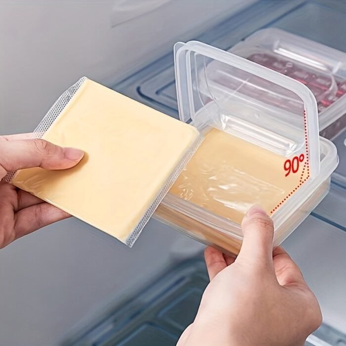 1Pc Transparent Plastic Butter & Cheese Storage Box - Portable Fridge Organizer With Easy-Access Hinged Lid For Fresh Kitchen Organization, Food Preservation|Hinged Lid Design|Durable Container, Fridge Organizers And Storage - Image 7