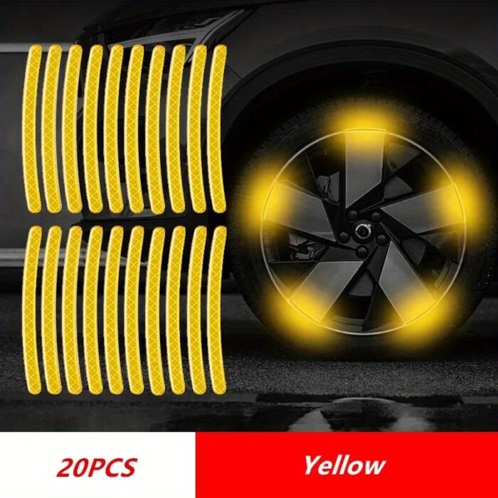 20Pcs Reflective Car Wheel Stickers - Enhance Visibility And Safety At Night - Green And Silvery Tire Warning Stickers For Motorcycles And Vehicles - Image 5