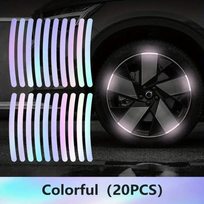 20Pcs Reflective Car Wheel Stickers - Enhance Visibility And Safety At Night - Green And Silvery Tire Warning Stickers For Motorcycles And Vehicles - Image 8