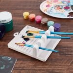 1/2Pcs Paint Brush Holder With 4 Slots, Diy Art Brush Rest Holder, Watercolor Paint Color Palette, Watercolor Acrylic Oil Painting Brush Bracket, Painting Pen Holder Shelf School Supplies