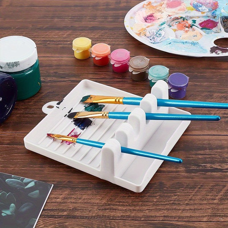 product-open-2023-10-27-1698371574297-3826e61cc4964d63a965b479616d15e0-goods.jpeg 1/2Pcs Paint Brush Holder With 4 Slots, Diy Art Brush Rest Holder, Watercolor Paint Color Palette, Watercolor Acrylic Oil Painting Brush Bracket, Painting Pen Holder Shelf School Supplies - Image 1