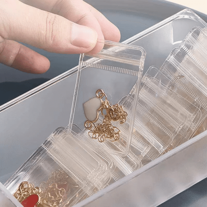 20Pcs Mini Clear Jewelry Storage Bags - Durable Plastic Portable Pouches With Zipper Closure, Transparent Organizer For Rings Earrings Necklaces, Travel-Friendly Jewelry Protection & Tangle-Free Storage, Jewelry Storage Organizer, Necklace Packaging, Simple Design - Image 1