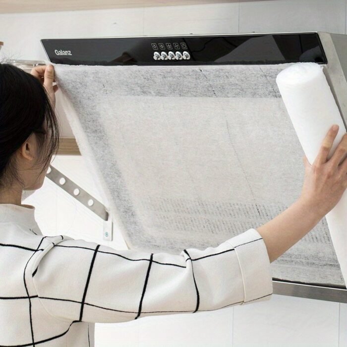 1 Roll Kitchen Oil Filter Mesh - High Temperature Resistant Non-Woven Fabric Smoke Dust Cover For Range Hood, No Battery Required - Image 4