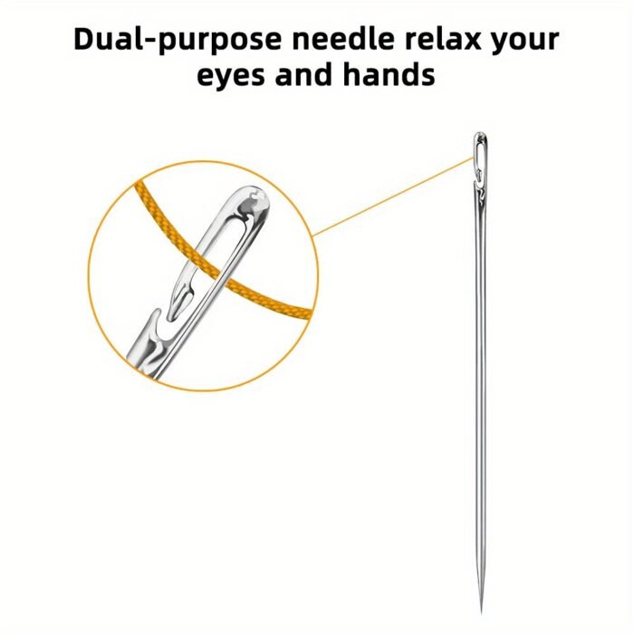 12Pcs Self-Threading Sewing Needles - Easy Thread Side Opening, Multi-Size For Hand Stitching & Darning, Durable Metallic Finish, Perfect For Beginners & Experts Alike, Sewing Accessories - Image 9