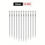 12Pcs Self-Threading Sewing Needles - Easy Thread Side Opening, Multi-Size For Hand Stitching & Darning, Durable Metallic Finish, Perfect For Beginners & Experts Alike, Sewing Accessories - Image 4
