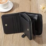 1 Pc Mini Minimalist Short Wallet, Solid Color Zipper Around Coin Purse, Versatile Credit Card Holder - Image 8