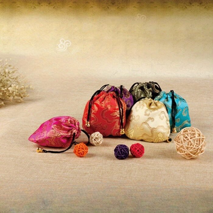 1Pc Lucky Drawstring Bag, Mini Pouch, Bead Bracelet Bag, Jewelry Ornament Bag, Auspicious Cloud Designed Lucky Bag, Small Gift Pouch - Image 1