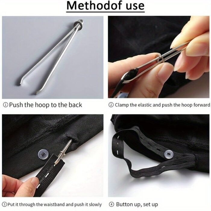 1Pc Durable Elastic Band Clip & Needle Guide - Easy-To-Use Sewing Tool For Diy Projects, Trouser Belts | White, Time-Saving & Versatile With High-Quality Clips, Sewing Accessories - Image 2