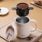 1Pc Coffee Filter, Stainless Steel Filter Free Paper Coffee Funnel Filter, Portable Foldable Ear Hanging Hand Flushing Coffee Filter Cup