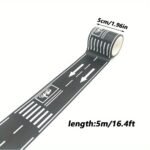 1 Roll Highway Washi Tape, Paper Material, Creative Transportation Railway Road Parking Lot Design, Masking Tapes For Arts Diy Crafts, Vehicle Car Themed Party Supplies - Image 6