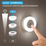 1Pc Led Touch Sensor Night Light, 3 Modes Usb Rechargeable Magnetic Base Wall Lights, Round Portable Dimming Night Lamp For Room Decor - Image 4