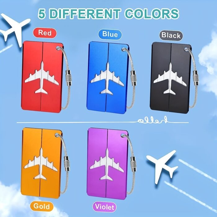 5Pcs Aluminum Alloy Luggage Tags Set, With Secure Steel Loop, Sturdy & Stylish, Perfect For Easy Identificationneeds - Image 4