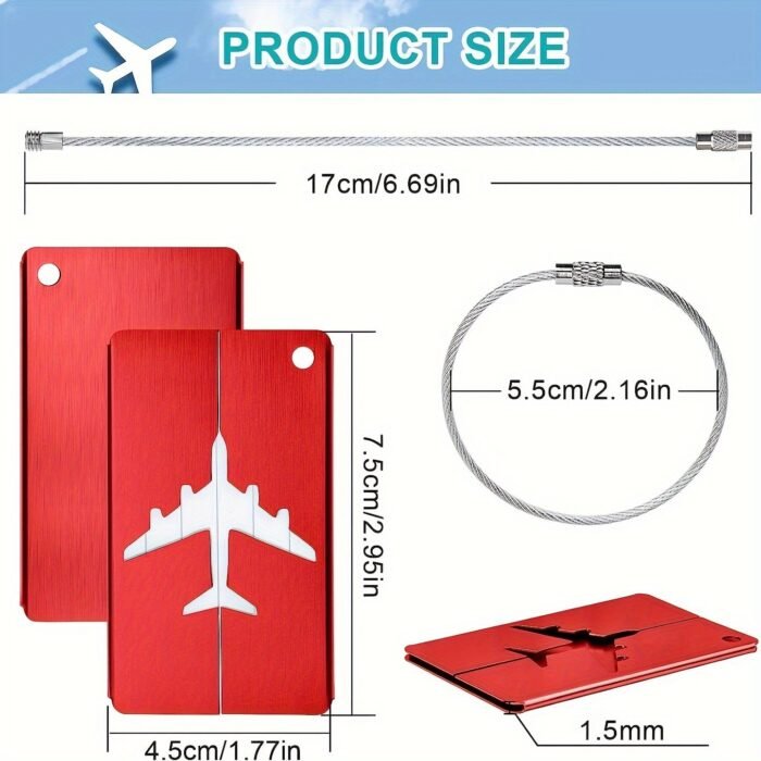 5Pcs Aluminum Alloy Luggage Tags Set, With Secure Steel Loop, Sturdy & Stylish, Perfect For Easy Identificationneeds - Image 2