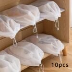 10-Pack Fabric Over-The-Door Shoe Bags - Lightweight, Dustproof, Moisture-Resistant Travel Shoe Storage Bags With Drawstring Closure - Image 3