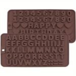 2Pcs Silicone Chocolate Letter And Number Mold - Non-Stick For Easy Release - Ideal For Cake Decoration And Birthday Parties, Creative Ice Cube Mold, Suitable For Refrigerators - Image 6