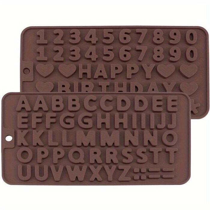 2Pcs Silicone Chocolate Letter And Number Mold - Non-Stick For Easy Release - Ideal For Cake Decoration And Birthday Parties, Creative Ice Cube Mold, Suitable For Refrigerators - Image 6