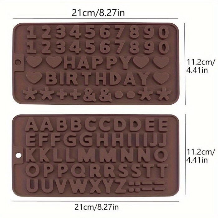2Pcs Silicone Chocolate Letter And Number Mold - Non-Stick For Easy Release - Ideal For Cake Decoration And Birthday Parties, Creative Ice Cube Mold, Suitable For Refrigerators - Image 4