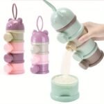 1Pc Portable 4-Layer Youngsters Formula Dispenser & Snack Container - Rotating Design With Independent Compartments For Milk Powder, Snacks, And Fruits - Pp Material - Pink/Blue - Perfect Mother'S Day Gift, Youngsters Snack Container | Smooth Rotating Lid | Easyclean Material - Image 2