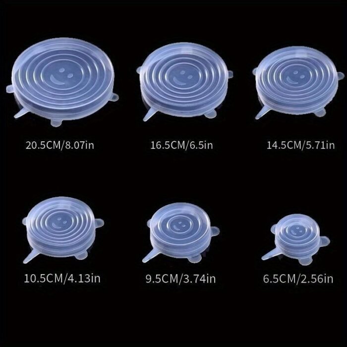 6Pcs Silicone Stretch Lids, Reusable Durable Food Storage Lids For Bowls, 6 Different Sizes To Fit Most Containers, Dishwasher And Refrigerator Safe Storage, Kitchen Supplies - Image 4