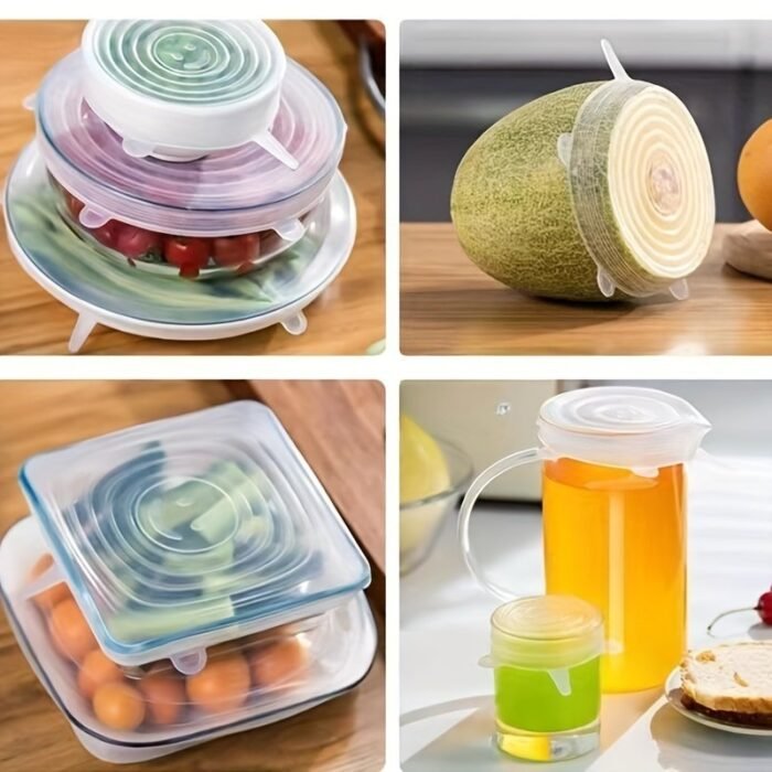 6Pcs Silicone Stretch Lids, Reusable Durable Food Storage Lids For Bowls, 6 Different Sizes To Fit Most Containers, Dishwasher And Refrigerator Safe Storage, Kitchen Supplies - Image 2