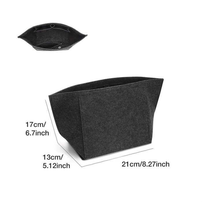 1Pc Felt Insert Bag Organizer, Portable, Casual Style, Fabric Soft Smooth Felt, Large Capacity With Multiple Pockets, Durable Metal Zipper, With Random Printing, For Women'S Tote Handbag, Cosmetic Travel Purse - Image 10